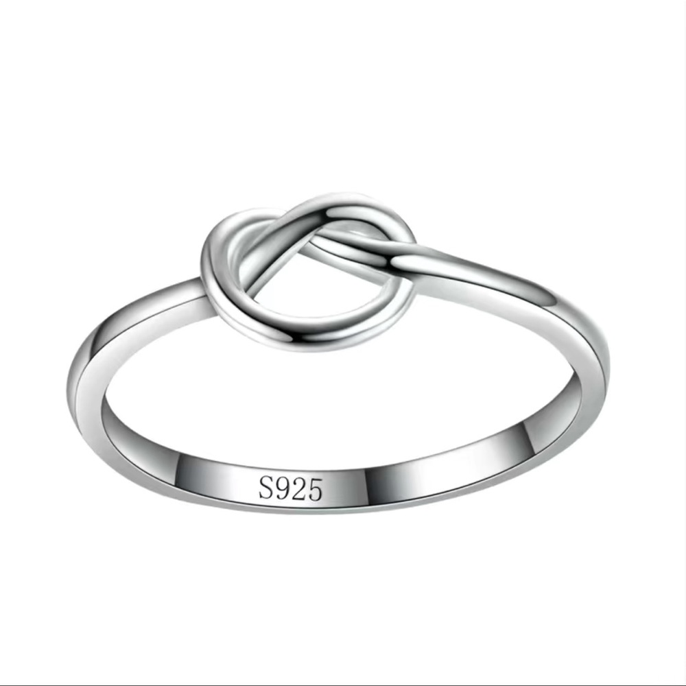 🔴 CLEARANCE NWT 💍 DAINTY STAMPED .925 STERLING SILVER KNOT RING/GIFT BOX Size 6 - Picture 2 of 5